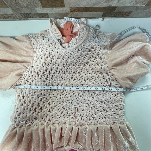 FREE PEOPLE - Gum Drop Mini Dress Velvet Pink Peach Babydoll open back Sz M - Picture 12 of 15